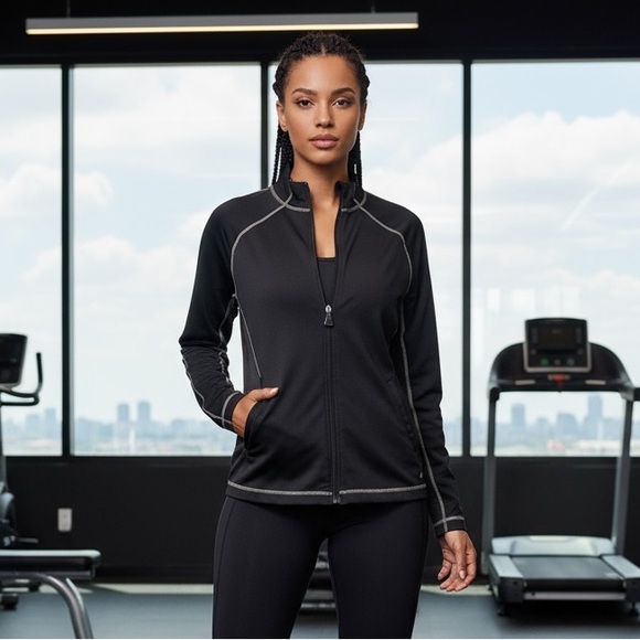 New Balance Women’s Black Full Zip Athletic Jacket Medium Running Lightweight - Picture 2 of 5